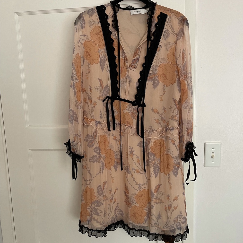 Coach Dress Size 4 Dusty Pink Rose Print